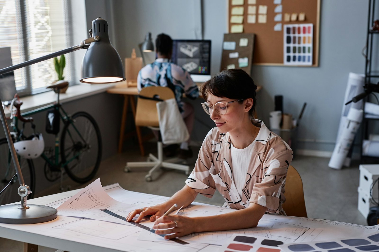 Woman working on interior design project